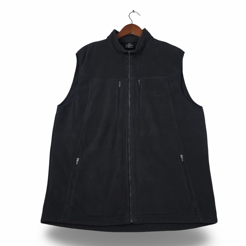SCOTTeVEST XL Black Fireside Fleece Travel Vest SV-FFM Utility Tech Pockets Zip